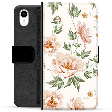 iPhone XR prémiové puzdro na peňaženku - Kvetinová