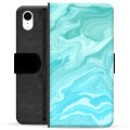 iPhone XR prémiové puzdro na peňaženku - Modrý mramor