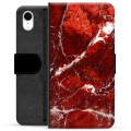 iPhone XR prémiové puzdro na peňaženku - Červený mramor