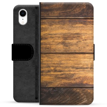 iPhone XR prémiové puzdro na peňaženku - Drevo