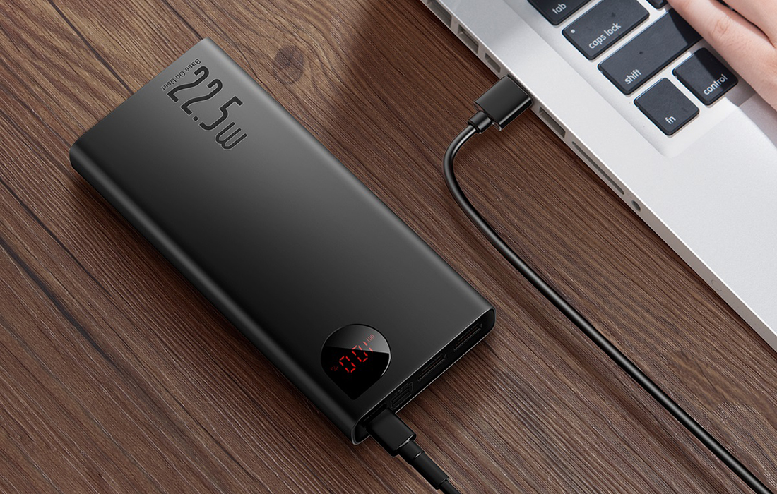 Baseus Adaman Metal Digital Display Power Bank 10000mAh w. USB-C Cable - Black