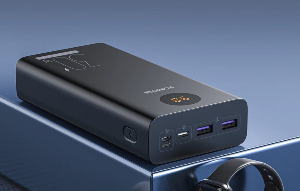 Romoss PEA30 Power Bank 30000mAh - USB-C, USB Ports - Black