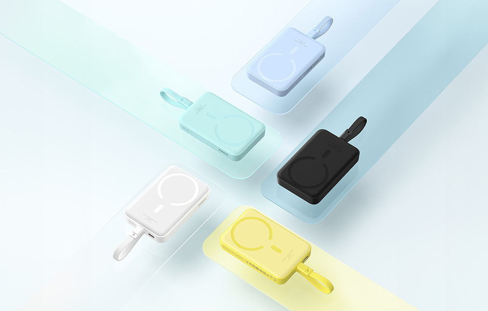 Baseus Magnetic Mini Wireless Power Bank 10000mAh/30W - USB-C Cable, MagSafe Compatible - Yellow